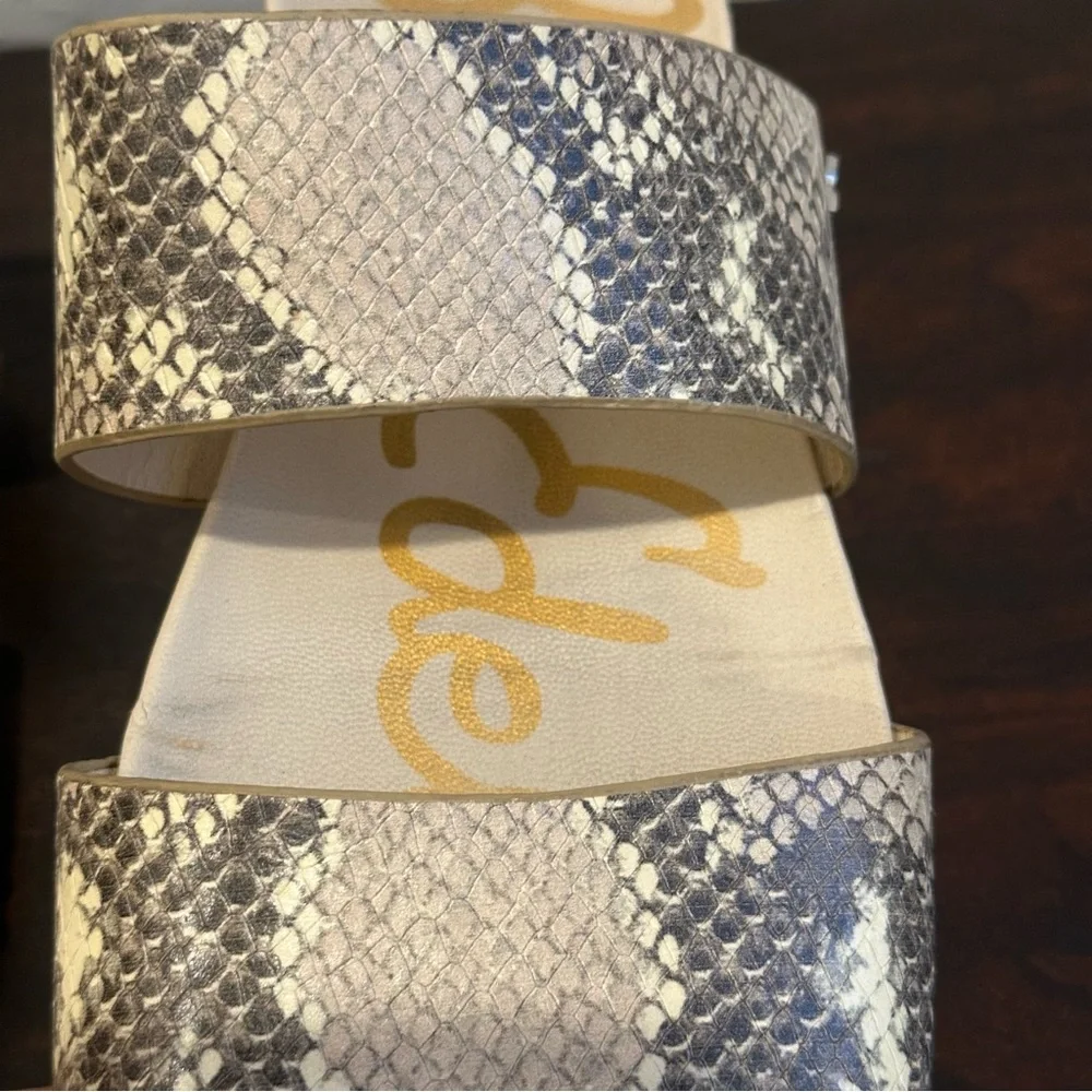 Sam Edelman Size 8.5 Chunky Flatform Open Toe Slide Snakeskin Strappy Sandal - Picture 14 of 16